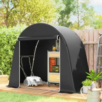 Outsunny 8' x 4' Portable Shed, Waterproof Bike Tent with Roll-up Zipper Door and Galvanised Metal Frame for Bike, Garden Tools(m-1)