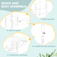 PawHut 230-250cm Floor to Ceiling Cat Tree with 2 Condos, Hammock and Sisal Scratching Posts, for Indoor, Dark Grey(m-10)