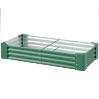 Outsunny 6 x 3 x 1ft Galvanized Raised Garden Bed, Reinforced Outdoor Planter Box with Open Bottom, Green(m-2)