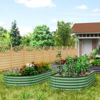 Outsunny 6' x 3' x 1' Large Outdoor Planter Box, Galvanized Raised Garden Bed with Metal Plant Stake, Light Green(m-1)