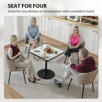HOMCOM Dining Table for 4, Modern Kitchen Table with Marble Effect Tabletop and Round Base, White(m-4)