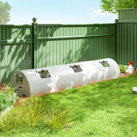 Outsunny Portable Mini Greenhouse, Tunnel Growing Tent with 5 Mesh Windows and Steel Frame,10' x 3' x 2', White(m-8)