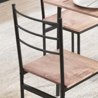 HOMCOM 5 Piece Dining Table Set for 4, Space Saving Kitchen Table and 4 Chairs, Rectangle, Steel Frame for Dining Room, Oak(m-10)