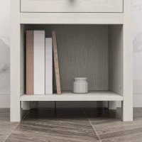 HOMCOM Bedside Table, Farmhouse Nightstand with with Drawer and Storage Shelf, Night Table for Bedroom, White(m-10)