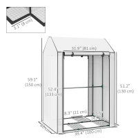 Outsunny Mini Greenhouse with 4 Wire Shelves, Portable Tomato Greenhouse with Roll Up Door, 39.4" x 31.5" x 59.1", White(m-3)