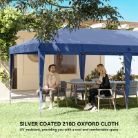 Outsunny 10' x 20' Pop Up Canopy Tent with 4 Sidewalls, Instant Gazebo with Carry Bag for Garden, Patio, Blue(m-6)