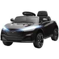 Qaba Ride On Car for Kids, Licensed Ford Mustang Mach-E 12V Electric Car with Remote Control, LED Light, Music, Black(m-2)
