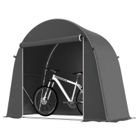 Outsunny 8' x 4' Portable Shed, Waterproof Bike Tent with Roll-up Zipper Door and Galvanised Metal Frame for Bike, Garden Tools(m-11)