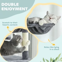 PawHut 230-250cm Floor to Ceiling Cat Tree with 2 Condos, Hammock and Sisal Scratching Posts, for Indoor, Dark Grey(m-9)