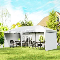 Outsunny 10' x 20' Pop Up Canopy Tent with 4 Sidewalls, Instant Gazebo with Carry Bag for Garden, Patio, White(m-10)