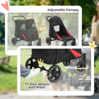 PawHut Foldable Pet Stroller with Universal Front Wheels, Shock Absorber, Dog Cat Carriage for Large & Medium Dogs, Black(m-6)