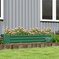 Outsunny 6 x 3 x 1ft Galvanized Raised Garden Bed, Reinforced Outdoor Planter Box with Open Bottom, Green(m-8)