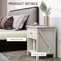 HOMCOM Bedside Table, Farmhouse Nightstand with with Drawer and Storage Shelf, Night Table for Bedroom, White(m-6)