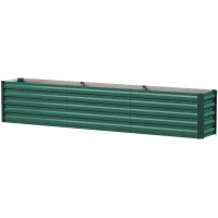 Outsunny 8 x 1.3 x 1.5ft Galvanized Raised Garden Bed, Reinforced Outdoor Planter Box with Open Bottom, Green(m-2)