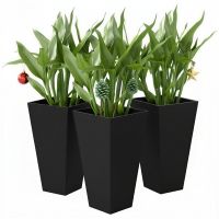 Outsunny Tall Planters for Outdoor Plants Set of 3, 28 In Taper Planters with Drainage Holes, Indoor Grande Plant Pots, Front Porch Decor (Black)