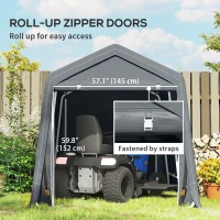 Outsunny 7.9' x 6.6' Garden Storage Tent, Patio Storage Shelter w/ Metal Frame and Double Zipper Doors, Dark Grey(m-5)