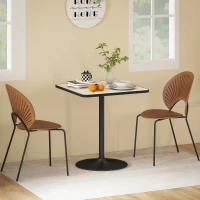HOMCOM Dining Table for 4, Modern Kitchen Table with Marble Effect Tabletop and Round Base, White(m-9)