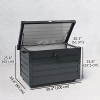 Outsunny 78 Gallon Garden Storage Box, Waterproof Outdoor Storage Container with Wheels and Handles, Dark Grey(m-3)