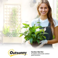 Outsunny Wooden Planter with Trellis, Raised Garden Bed with Wheels, Drainage Holes for Climbing Plants, Flowers, Nature Wood(m-10)