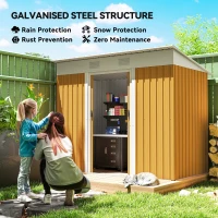 Outsunny 7' x 4' Outdoor Storage Shed, Metal Garden Tool Storage House Organizer with Lockable Sliding Doors and Vents for Backyard Patio Lawn, Yellow(m-4)