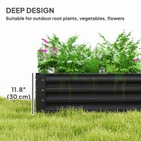 Outsunny 6 x 3 x 1ft Galvanized Raised Garden Bed, Reinforced Outdoor Planter Box with Open Bottom, Dark Grey(m-4)
