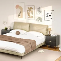 HOMCOM Bedside Table Set of 2, Modern Nightstand with 2 Drawers, Side End Table with Metal Legs for Living Room, Bedroom, Black(m-9)