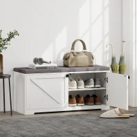 HOMCOM Shoe Storage Bench with Padded Seat, Entryway Bench Holds up to 352 lb, Shoe Organizer, 8 Pairs, White Wood Grain(m-1)