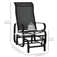 Outsunny Patio Glider with Breathable Mesh Fabric, Outdoor Glider Chair, Garden Rocking Gliding Seat for Patio, Yard, Porch, Black(m-3)