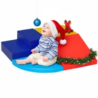Qaba Crawl and Climb Foam Play Set Toddler Nugget 4 Pieces Lightweight Interactive Set for Climbing, Crawling, Sliding Play Zone for Baby Preschooler(m-2)