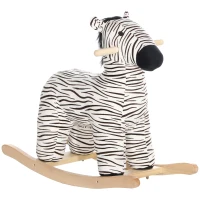 Qaba Zebra Shaped Kids Rocking Horse with Realistic Sound for 2-4 Years, Black(m-11)