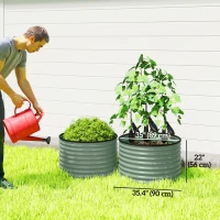 Outsunny Set of 2 Raised Garden Bed, Metal Planter Box with Safety Edging, Easy-to-assemble Stock Tank, Green(m-3)