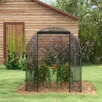 Outsunny 4.9' x 3.9' Crop Cage with Zipper Roll-Up Door, Mesh Plant Protection Tent from Animals with Galvanised Steel Frame(m-9)