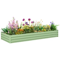 Outsunny 95" x 36" x 12" Galvanized Raised Garden Bed, Metal Elevated Planter Box for Growing Flowers, Herbs, Succulents, Green(m-11)