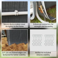 Outsunny 7.9' x 6.6' Garden Storage Tent, Patio Storage Shelter w/ Metal Frame and Double Zipper Doors, Dark Grey(m-6)