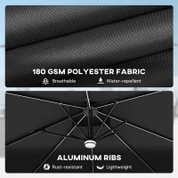 Outsunny 8' Cantilever Patio Umbrella with LED Lights, 360°Rotation, Tilt & Height Adjustment, Crank, Cross Base, Dark Grey(m-6)