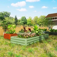 Outsunny 95" x 36" x 12" Galvanized Raised Garden Bed, Metal Elevated Planter Box for Growing Flowers, Herbs, Succulents, Green(m-7)