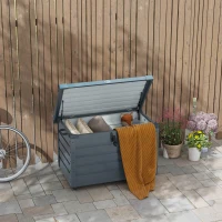 Outsunny 78 Gallon Garden Storage Box, Waterproof Outdoor Storage Container with Wheels and Handles, Dark Grey(m-8)