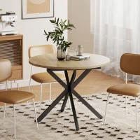 HOMCOM 39.5"-53" Extendable Dining Table for 4-6, Industrial Kitchen Table with Butterfly Leaf and X-Shape Base, Natural Wood(m-10)