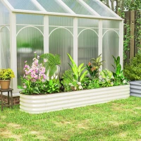 Outsunny 7.9 x 2 x 1ft Galvanized Raised Garden Bed Kit, Metal Planter Box with Safety Edging, Cream White(m-8)