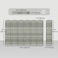 HOMCOM 6 FT Privacy Screen, 6 Panel Room Divider with Shelves for Living Room Bedroom Home Office, Grey(m-3)