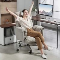 HOMCOM High Back Office Chair, Reclining Desk Chair with Footrest, High Resilience Foam, Rolling Wheels, Light Taupe Gray(m-9)