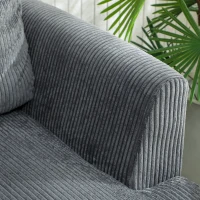 HOMCOM 3 Seater Sofa, 74" Modern Corduroy Upholstered Couch with Thick Spring Cushions, Solid Wood Legs, Armrests, Dark Grey(m-10)