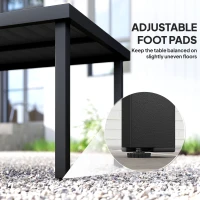 Outsunny Patio Dining Table for 8, Rectangular Aluminum Outdoor Table for Garden Lawn Backyard, Black(m-7)