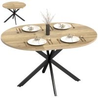 HOMCOM 39.5"-53" Extendable Dining Table for 4-6, Industrial Kitchen Table with Butterfly Leaf and X-Shape Base, Natural Wood(m-11)