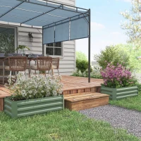 Outsunny Set of 2 Raised Garden Bed, Steel Elevated Planter Box for Flowers, Herbs, Succulents, 39"x20"x12", Green(m-7)