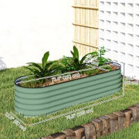 Outsunny 6.5 x 2 x 1.5 FT Galvanized Steel Raised Garden Bed, Metal Garden Bed Planter Box with Safety Edging, Green(m-3)