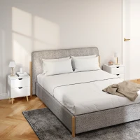 HOMCOM Modern Bedside Table Set of 2, Nightstand with 2 Drawers and Pine Wood Legs for Bedroom, Living Room, White(m-8)