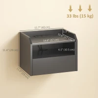 HOMCOM Wall Mounted Bedside Table, Set of 2 Floating Nightstand with Charging Station, Drawer and Open Shelf for Bedroom, Black(m-3)