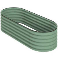 Outsunny 5 x 2 x 1.5 FT Galvanized Steel Raised Garden Bed, Metal Garden Bed Planter Box with Safety Edging, Green(m-2)