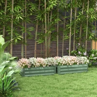 Outsunny Set of 2 Raised Garden Bed, Steel Elevated Planter Box for Flowers, Herbs, Succulents, 39"x20"x12", Green(m-8)